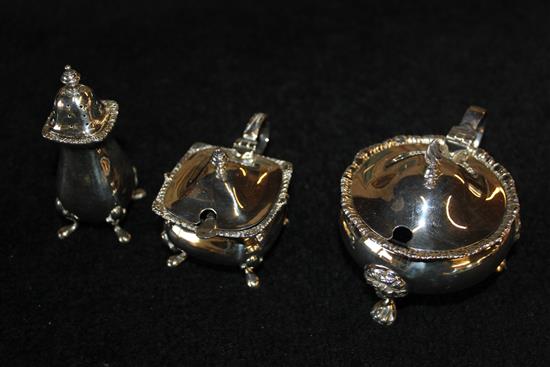 Silver three piece condiment set